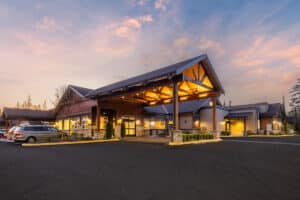 The front entrance to Pine Ridge